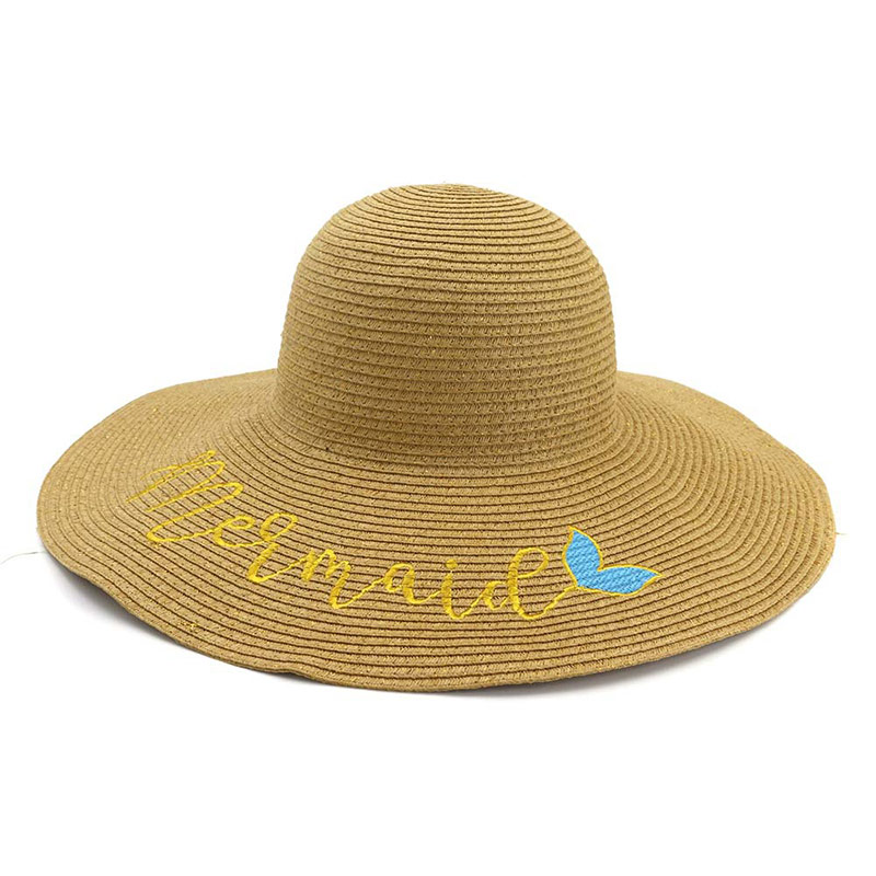 Dámská mořská panna Golden Embroidered Floppy Sun Hat